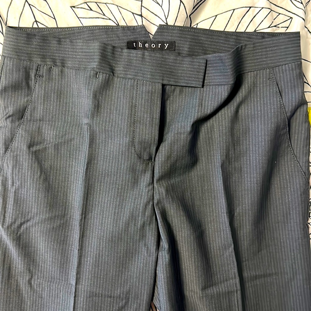 Grey striped trousers